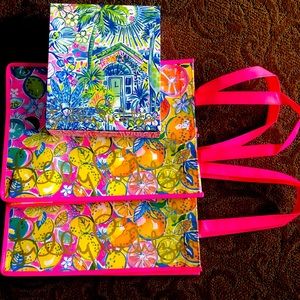 2 reusable Lily P bags and 1 box...